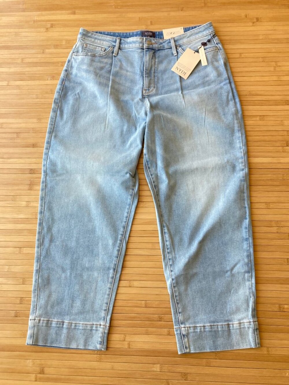 NYDJ Balloon Leg Ankle Jeans High Rise Womens 12 Santiago Sea NWT